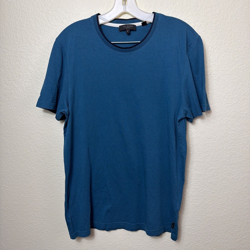 Ted Baker London Mens Medium Teal Tee Shirt Crewneck Solid Lightweight Soft Top